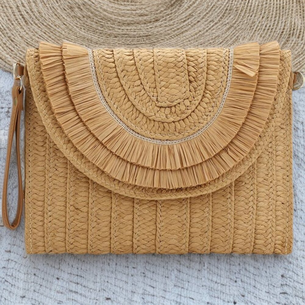 Straw Beach Purse Summer Clutch Crossbody Handbag Shoulder Bag Travel Wallet